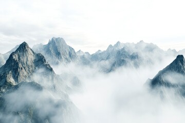 Majestic Mountains Enveloped in a Misty Veil