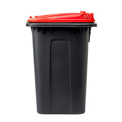 Large Black Recycling Bin with Red Lid  Waste Disposal  Outdoor Container  Garbage Can  Ho