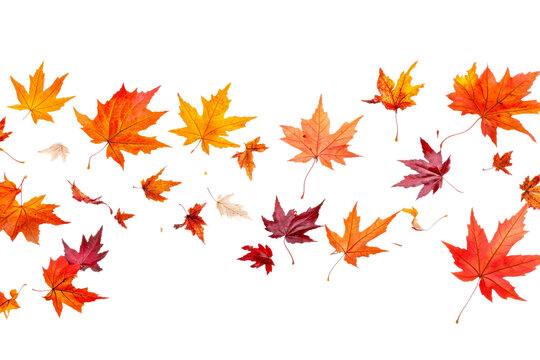 Vibrant autumn leaves drifting in gentle breeze - Powered by Adobe