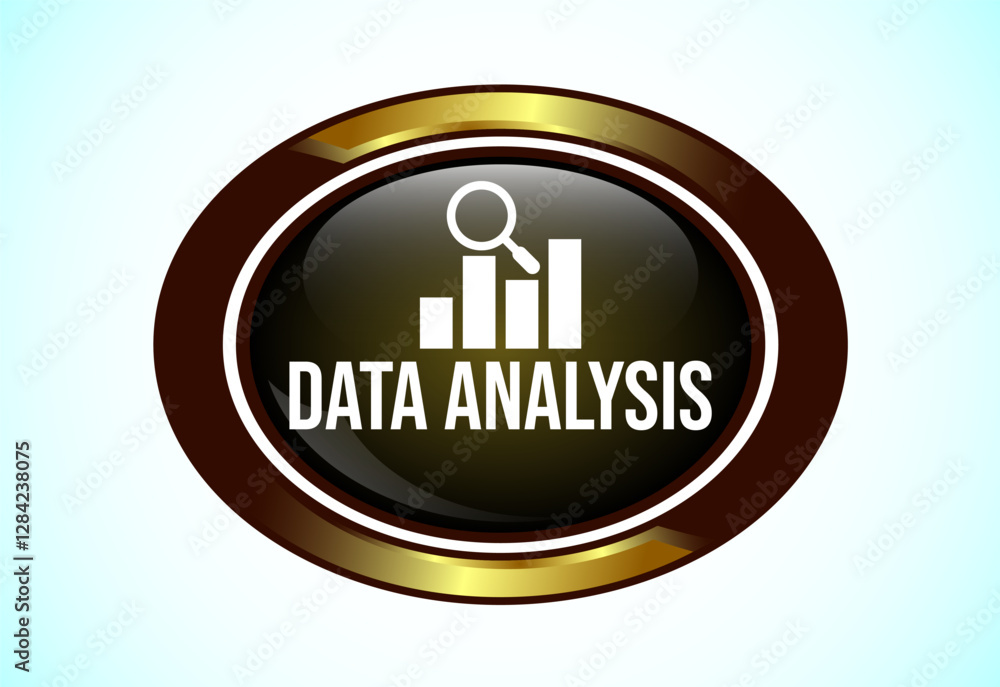 Poster data analysis button design illustration. market research, analytic icon. suitable for mobile app, a