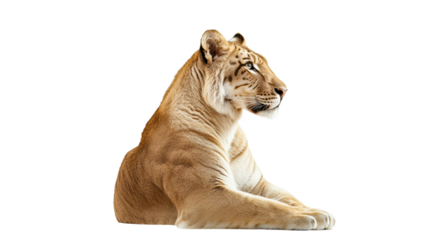 Majestic tiger resting against a plain backdrop