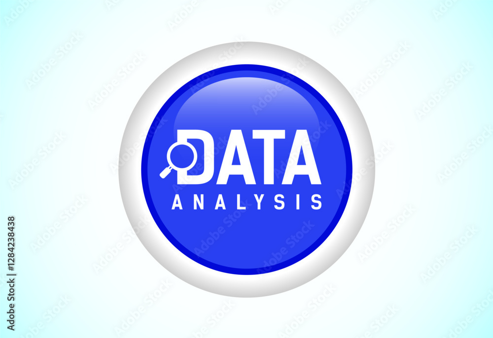 Poster data analysis button design illustration. market research, analytic icon. suitable for mobile app, a