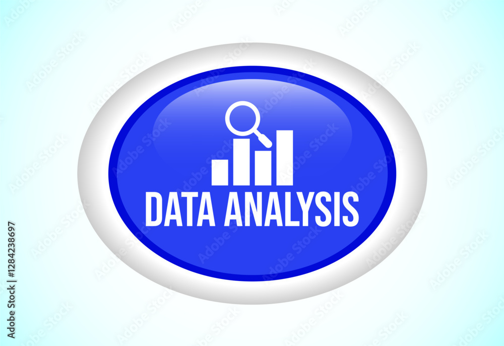 Poster data analysis button design illustration. market research, analytic icon. suitable for mobile app, a
