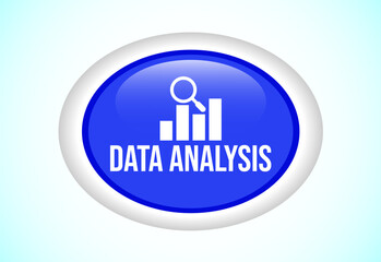 Data analysis button design illustration. Market research, analytic icon. Suitable for mobile app, and website UI design.