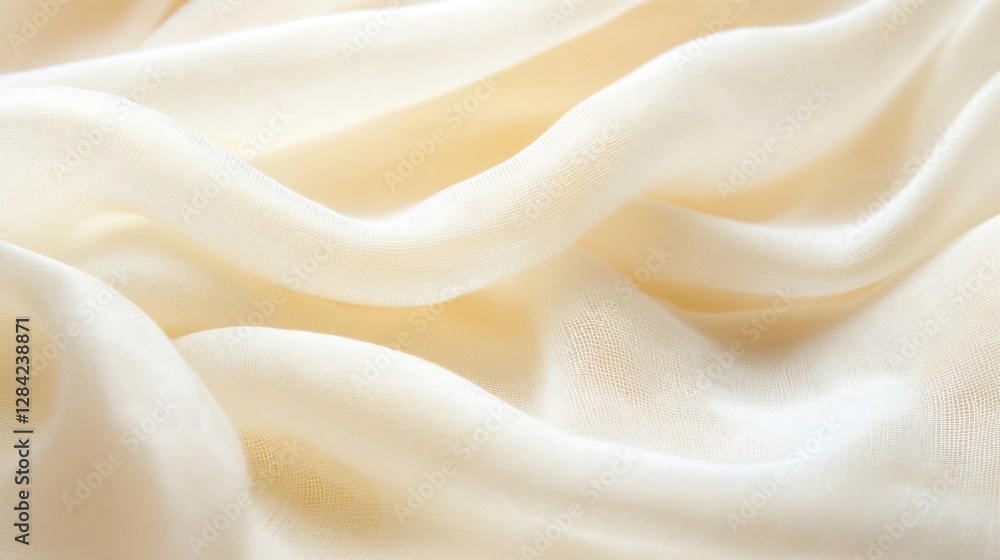 Poster Elegant and soft cream fabric draping beautifully showcasing smooth texture and flow : Generative AI
