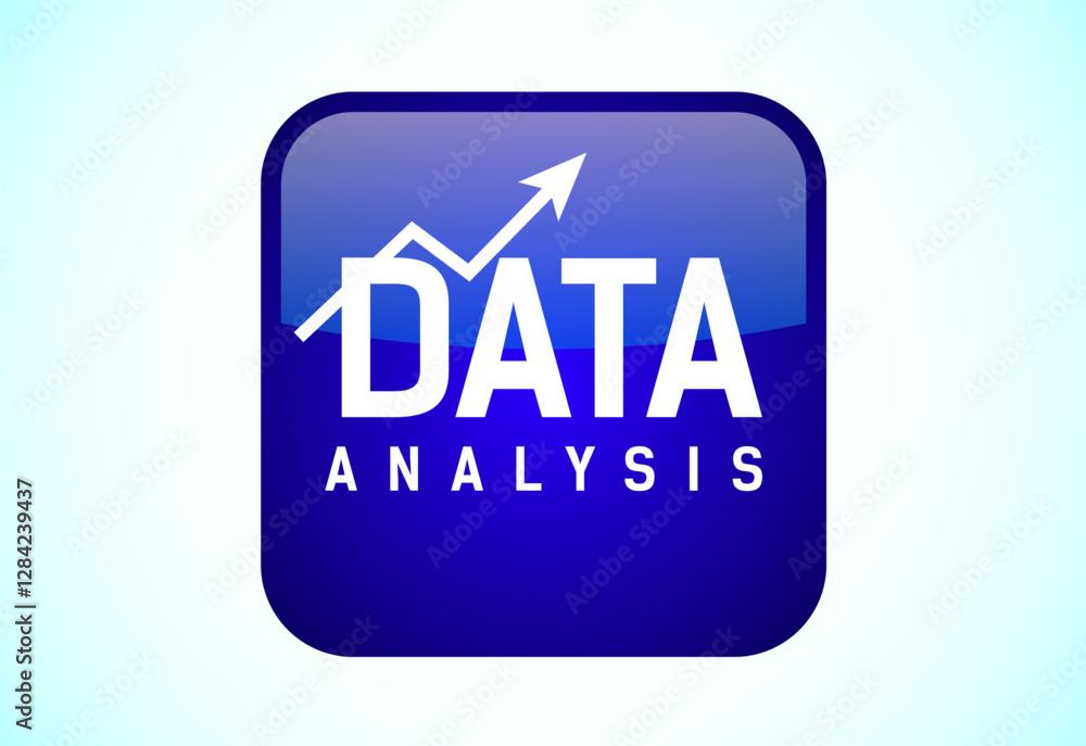 Poster data analysis button design illustration. market research, analytic icon. suitable for mobile app, a