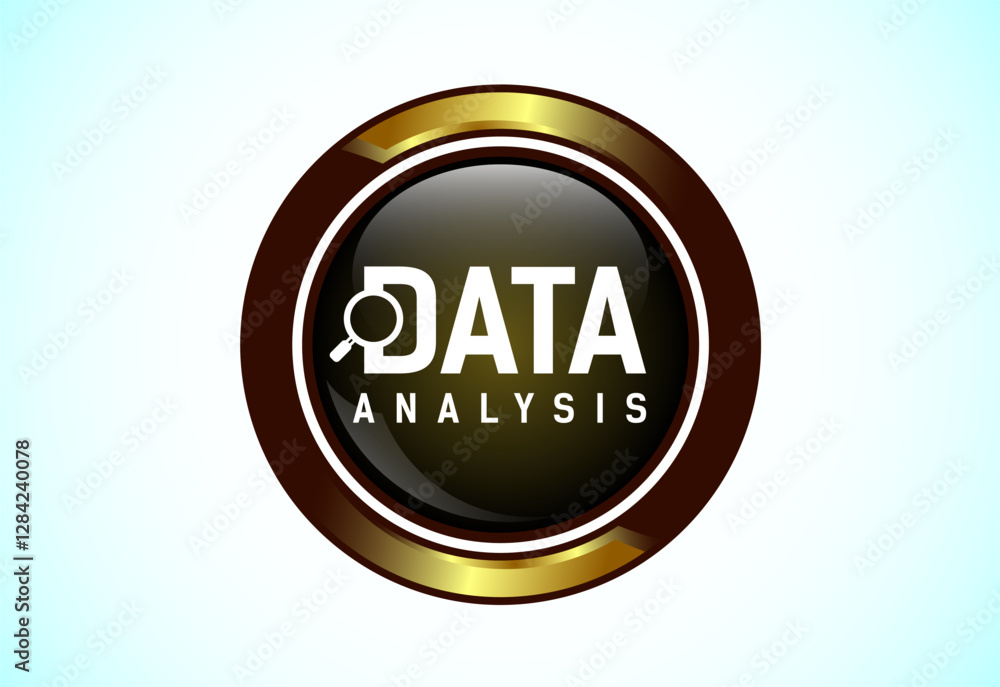 Poster data analysis button design illustration. market research, analytic icon. suitable for mobile app, a