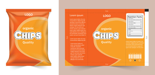 Food packaging design, Chips logo and packet wrap label design editable vector file elegant and corporate professional business chips packaging or chips label..