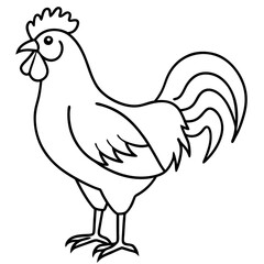 Modern Rooster Outline