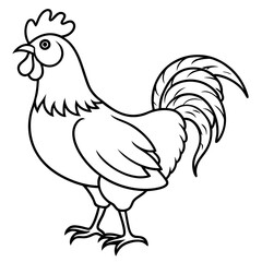 Modern Rooster Outline
