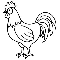 Modern Rooster Outline