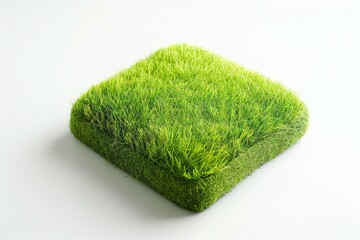 Square fake grass, furniture, and house décor design isolated on a white background, Generative AI.