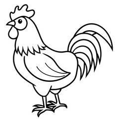Modern Rooster Outline