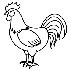 Modern Rooster Outline