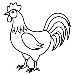 Modern Rooster Outline