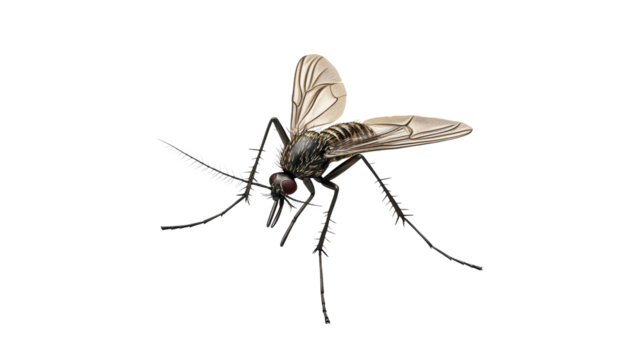 Detailed view of a mosquito in natural pose