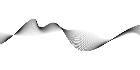 Grey and black wave, curve lines on transparent background.Modern grey wave on white background,Abstract black wave lines on white background,black wave for design brochure, website, flyer.