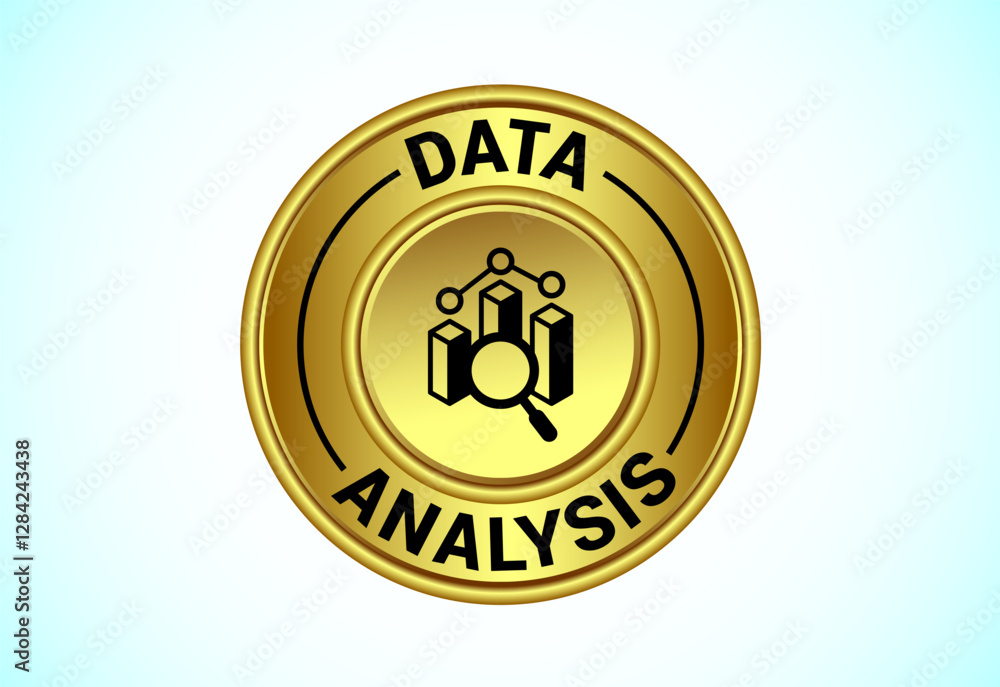 Poster data analysis button design illustration. market research, analytic icon. suitable for mobile app, a
