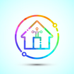 Smart house icon design illustration, Smart home technology and automation, low poly style