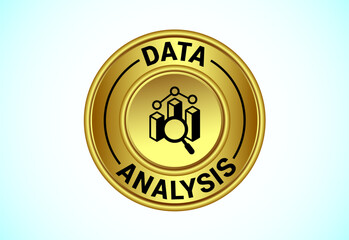 Data analysis button design illustration. Market research, analytic icon. Suitable for mobile app, and website UI design.