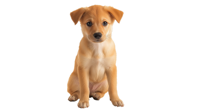 Cute puppy sitting with a curious expression