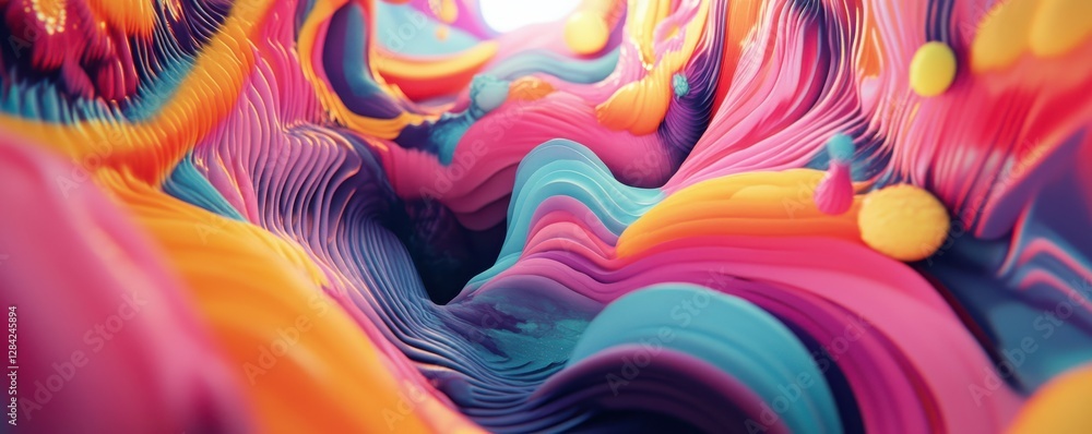 Poster colorful abstract 3d artwork with dynamic wave patterns and vivid swirls