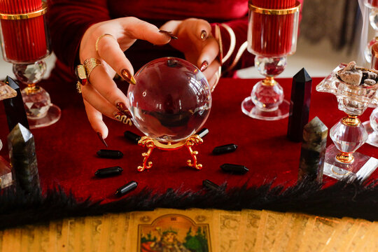 Paris, France, Europe. Tarot reader with a crystal ball