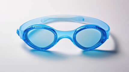 Fototapeta premium A pair of swimming goggles with anti-fog lenses were placed neatly on a white background.