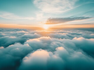 Aerial sunset cloudscape, peaceful scene