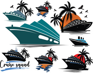 Family Cruise ship vector art graphic design instant download from adobe stock