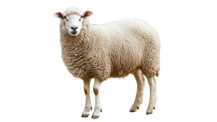 Fototapeta premium Fluffy white sheep standing in a field