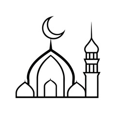 ramadan and islamic symbols minimalist mosque, crescent moon, and prayer icons