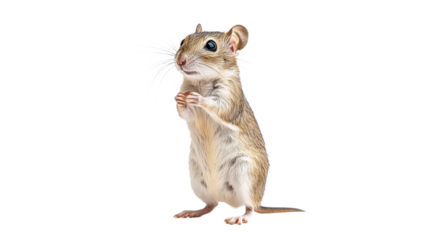 Small rodent stands upright in a curious pose