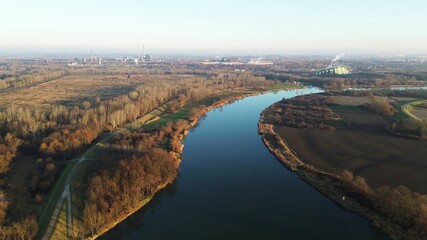 Scenic natural landscape with river, fields, and woods