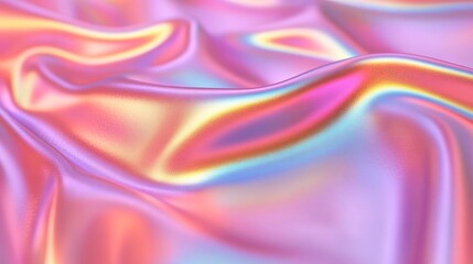 Obraz premium Abstract iridescent fabric folds, soft pastel colors, digital backdrop