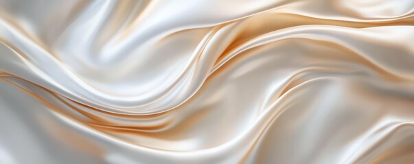 Elegant silk fabric with luxurious soft beige and white waves