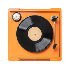 Orange Retro Turntable Playing Vinyl Record  Vintage Audio Equipment  Music  Nostalgia