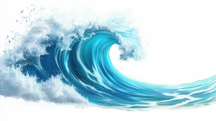 Majestic ocean wave with dynamic movement and blue sea foam