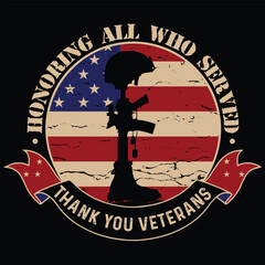 Honoring All Who Served Thank You Veterans Day  Veterans T-Shirt design