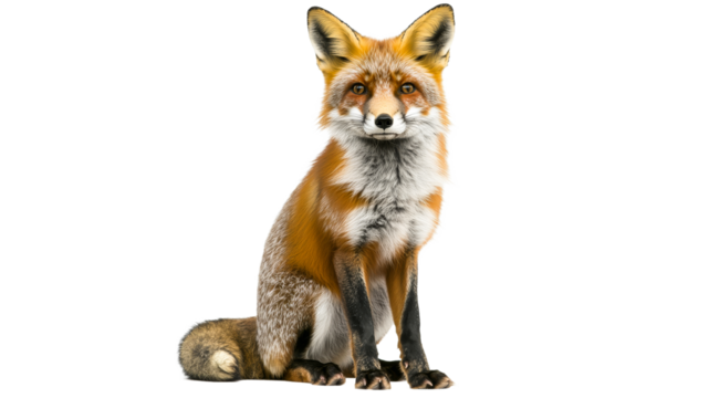 Beautiful red fox sitting quietly in a serene pose