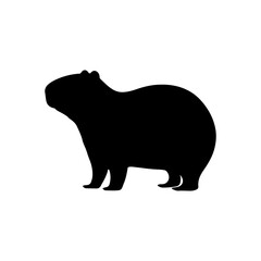 Cute capybara silhouette vector flat illustration design on white background.