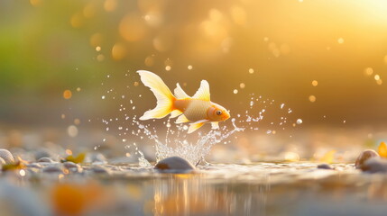 Koi fish leap water splash nature scene