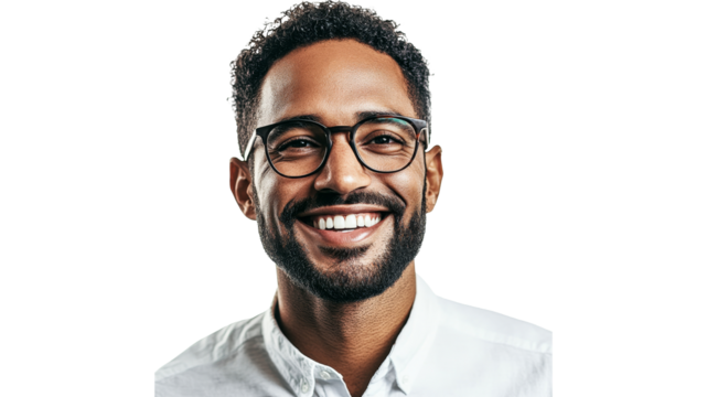 Happy, confident man in glasses