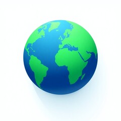 Fototapeta premium A high-resolution stock photo showing a flat vector Earth globe icon, designed for professional and commercial use, with a clean and modern style, utilizing a predominantly blue and green color scheme