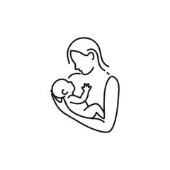 Mother Breastfeeding to baby outline artwork