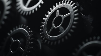 Close-Up of Interlocking Metal Gears in Motion Capturing Precision