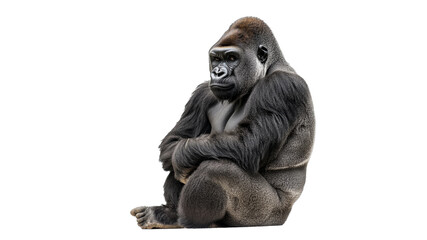 Calm gorilla in a thoughtful pose
