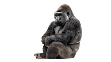 Calm gorilla in a thoughtful pose