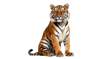 Majestic tiger seated in a natural pose