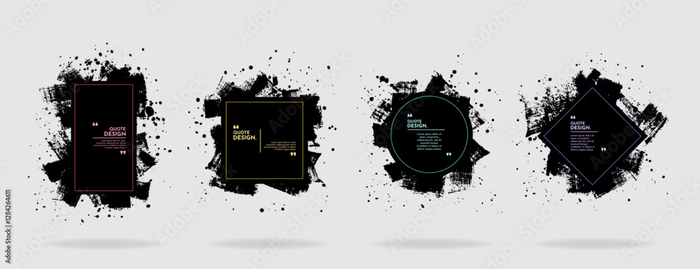 Canvas Prints vector background for text. grunge banners set. black paint. ink brush stroke with geometric linear 